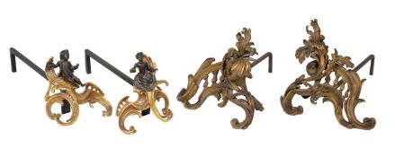A pair of ormolu chenets in Rococo taste