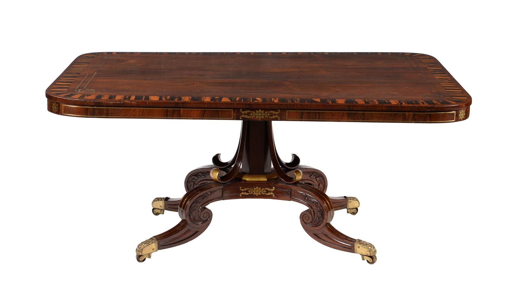 Y A rosewood and inlaid breakfast table