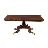 Y A rosewood and inlaid breakfast table