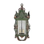 A polychrome painted metal hall lantern in 17th century Italian style