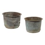 Two copper log buckets