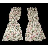 A pair of curtains, recently manufactured from Jean Monro rhododendron sprig pattern fabric