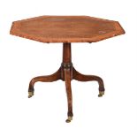 Y A George III mahogany and satinwood banded pedestal centre or breakfast table