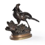 After Alfred Barye (1839-1882), a bronze model of a golden pheasant