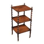 Y An early Victorian rosewood three tier whatnot