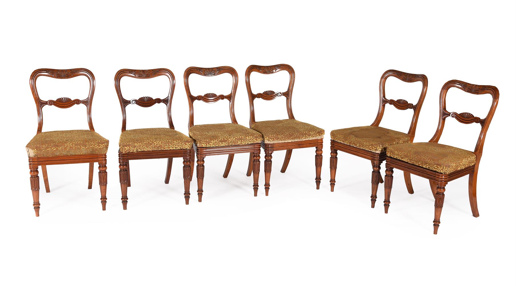 A set of six William IV padouk dining chairs