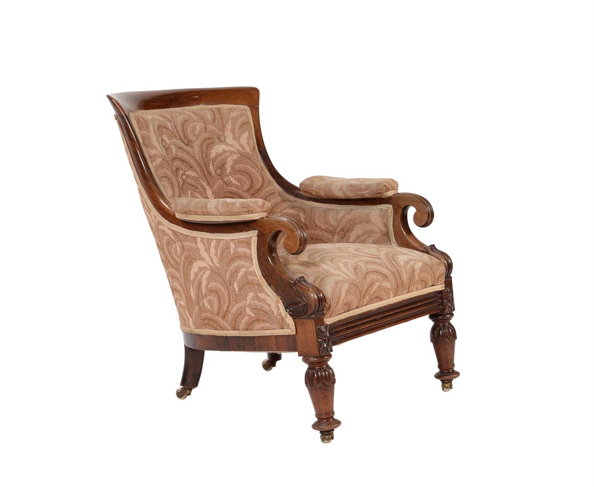 Y A William IV rosewood and upholstered armchair