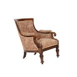 Y A William IV rosewood and upholstered armchair