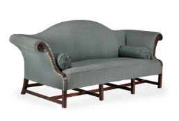 A mahogany and upholstered sofa