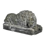 After Antonio Canova (Venetian 1757-1822), a sculpted serpentine model of a recumbent lion