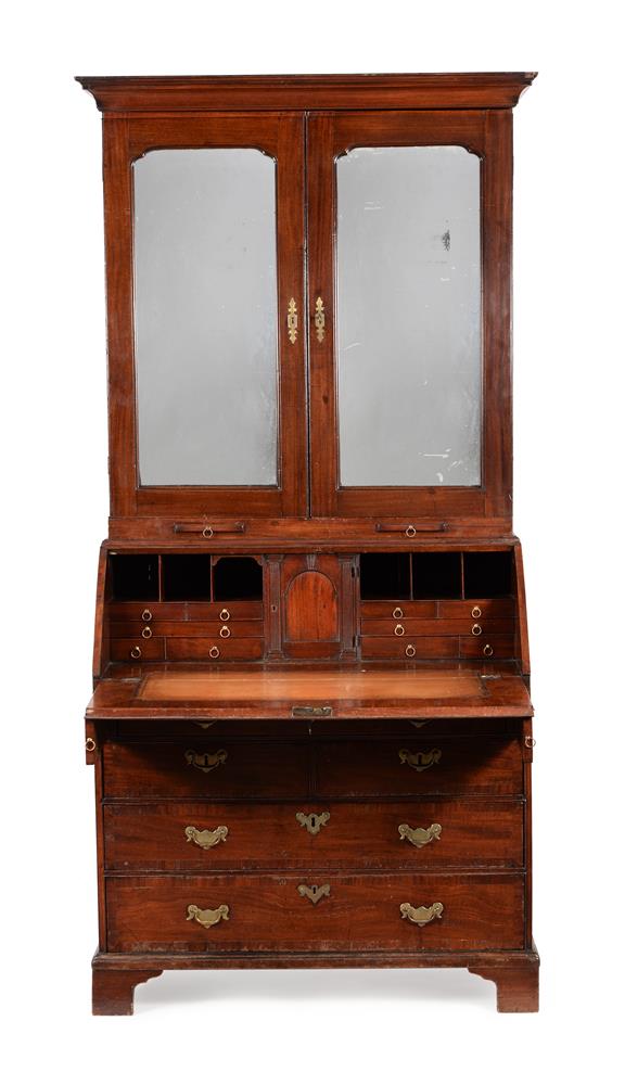 A George II mahogany and crossbanded bureau cabinet - Image 2 of 5