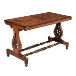 A Victorian walnut and marquetry library table