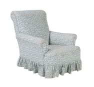 A walnut and upholstered armchair