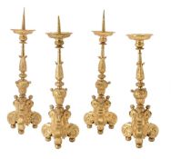 A set of four pricket candlesticks in Continental Baroque taste