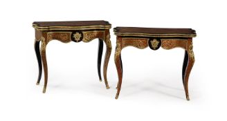 Y Two similar Napoleon III 'Boule' card tables