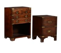 Y Two mahogany and brass bound bedside cabinets