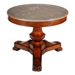 A Louis Phillipe walnut and marble mounted circular centre table