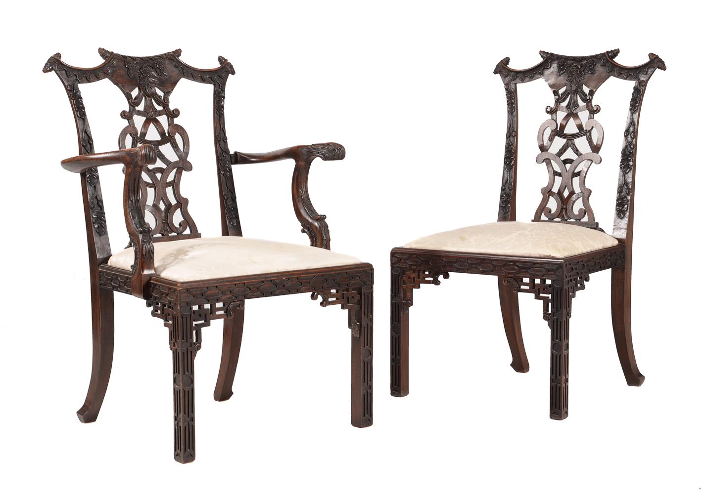 A set of eight carved hardwood dining chairs in George III style - Image 2 of 3