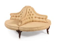 A Victorian walnut and upholstered conversation seat