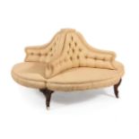 A Victorian walnut and upholstered conversation seat