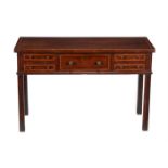 A Regency mahogany, crossbanded, and line inlaid hall or side table