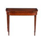 Y A George III satinwood, tulipwood and mahogany crossbanded folding card table