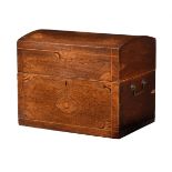 A Continental mahogany and inlaid decanter box