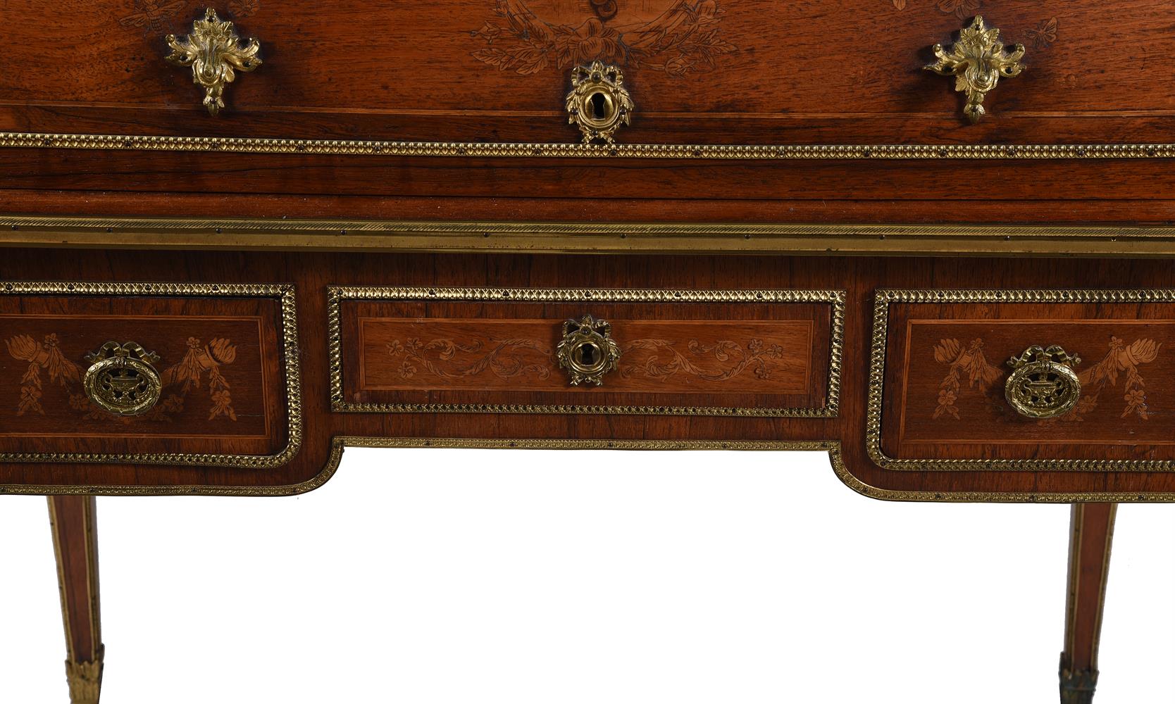 Y A French kingwood, rosewood gilt-metal mounted inlaid cylinder bureau - Image 4 of 6