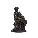 A bronze group of a mother and child