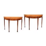 A pair of satin walnut side tables in George III style