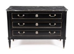 An ebonised chest of drawers in Directoire style