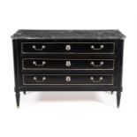 An ebonised chest of drawers in Directoire style