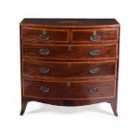 A Regency mahogany and satinwood banded chest of drawers