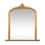 A Victorian giltwood and composition overmantel wall mirror