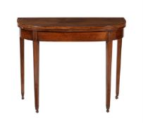Y A George III rosewood and satinwood banded tea table