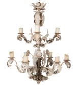 An Italian white painted and pressed metal chandelier