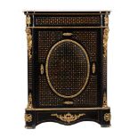 Y A Napoleon III ebonised, gilt metal mounted, mother of pearl and brass inlaid side cabinet