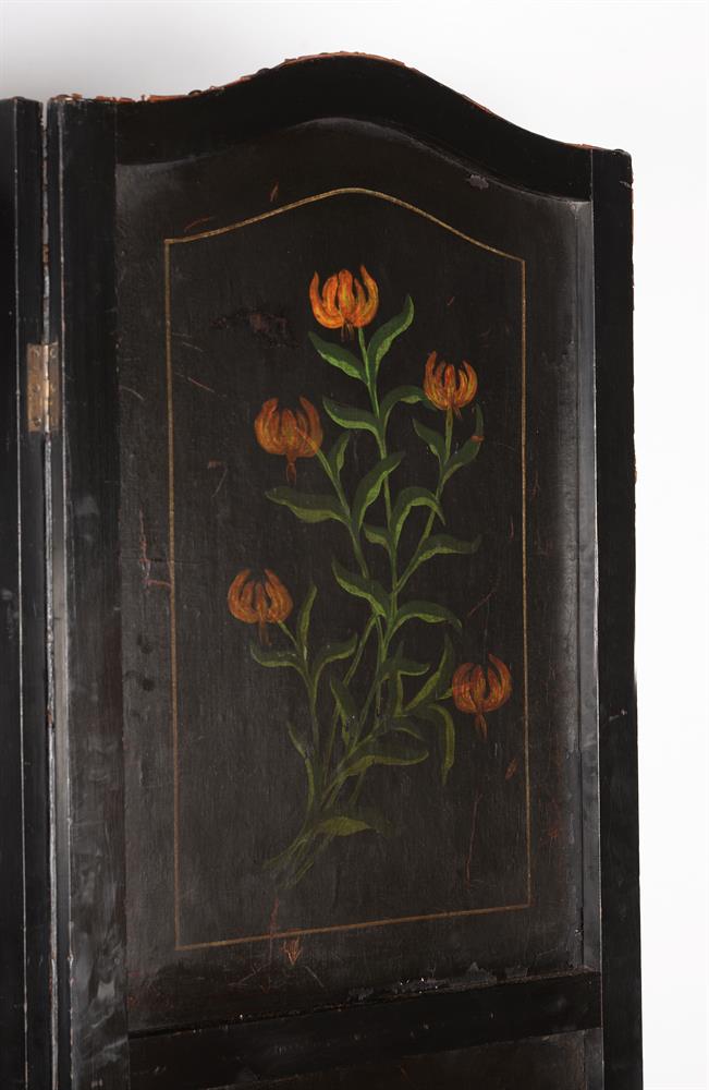 A Victorian painted and embossed leather four fold screen in 17th century style - Image 4 of 4