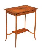 Y A Sheraton Revival satinwood, tulipwood banded, and polychrome painted side table