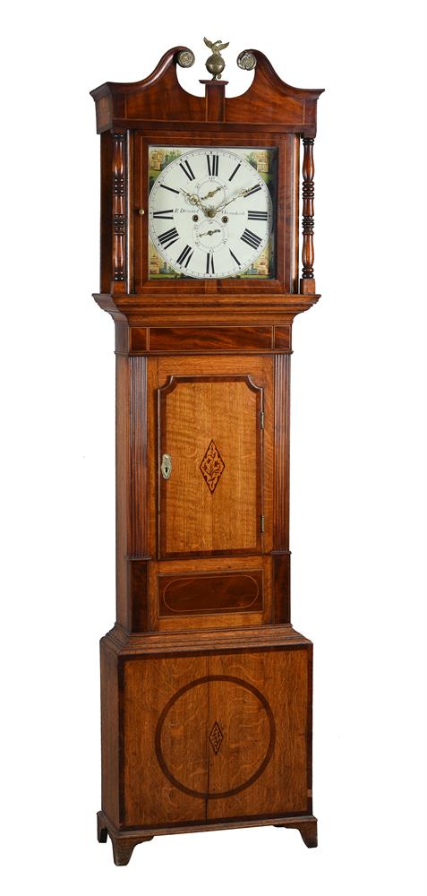 An oak and mahogany longcase clock