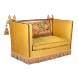 Two similar yellow upholstered knole sofas