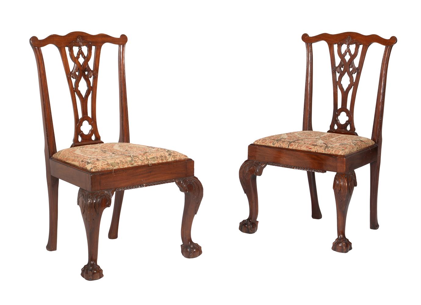 A pair of mahogany side chairs in George III style