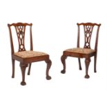 A pair of mahogany side chairs in George III style