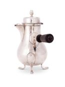 A CONTINENTAL SILVER BALUSTER COFFEE POT, 19TH CENTURY