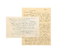 SACHEVERELL SITWELL. (1897-1988). TWO AUTOGRAPH LETTERS TO OSBERT SITWELL, WESTON HALL, 1942 -1961