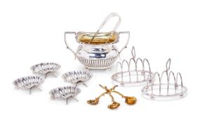 A GROUP OF SILVER DINING WARE ITEMS, VARIOUS DATES AND MAKERS