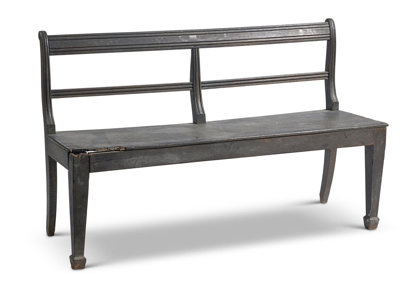 A PAIR OF STAINED PINE HALL BENCHES, FIRST QUARTER 19TH CENTURY - Image 2 of 3