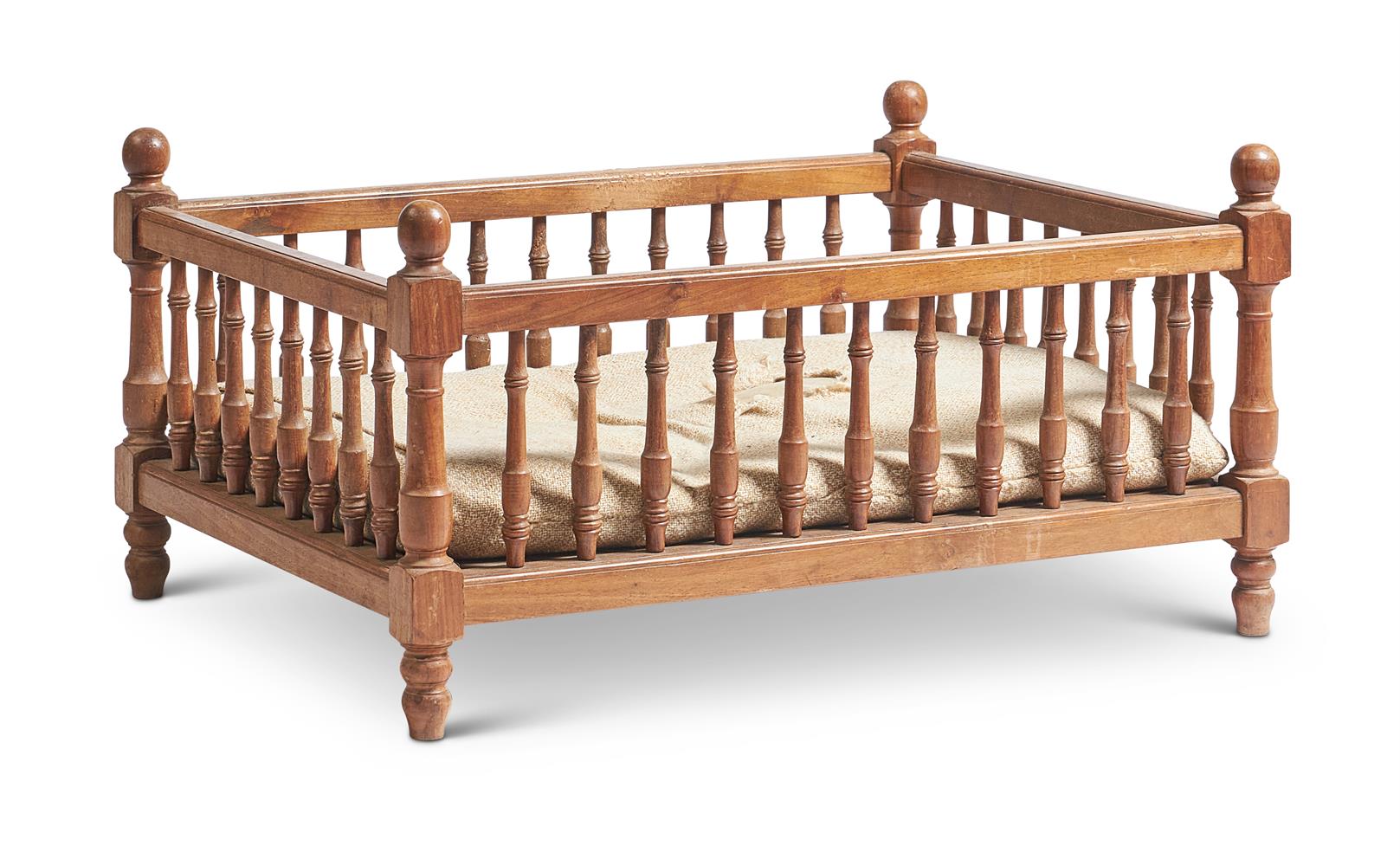 A WALNUT DOLL'S COT OR DOG BED, EARLY 20TH CENTURY