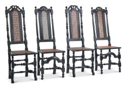 A SET OF FOUR EBONISED SIDE CHAIRS, LATE 17TH CENTURY