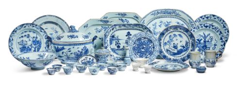 A LARGE GROUP OF CHINESE BLUE AND WHITE EXPORT PORCELAIN, MOST 18TH CENTURY